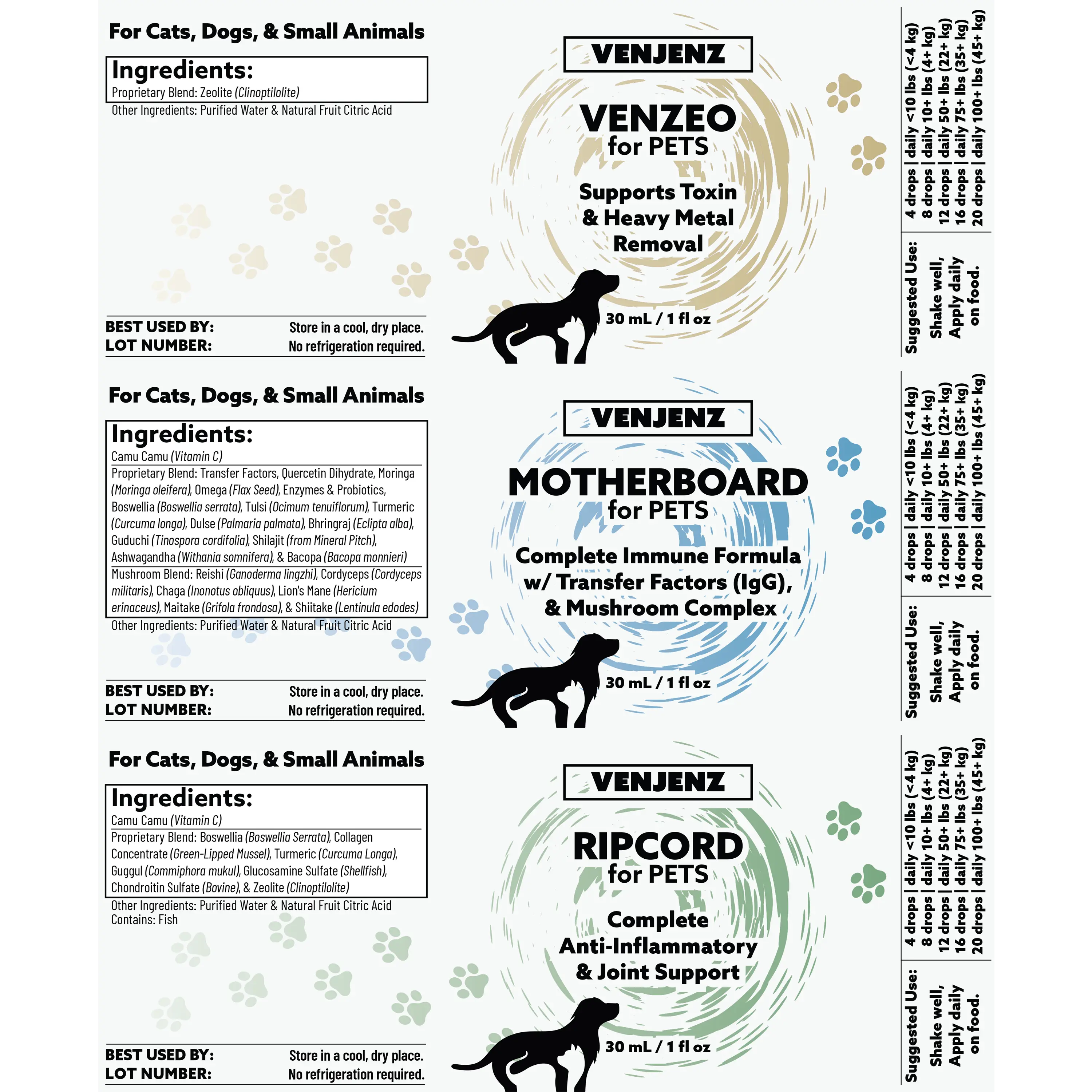 Venjenz for Pets (Bundle) - Labels