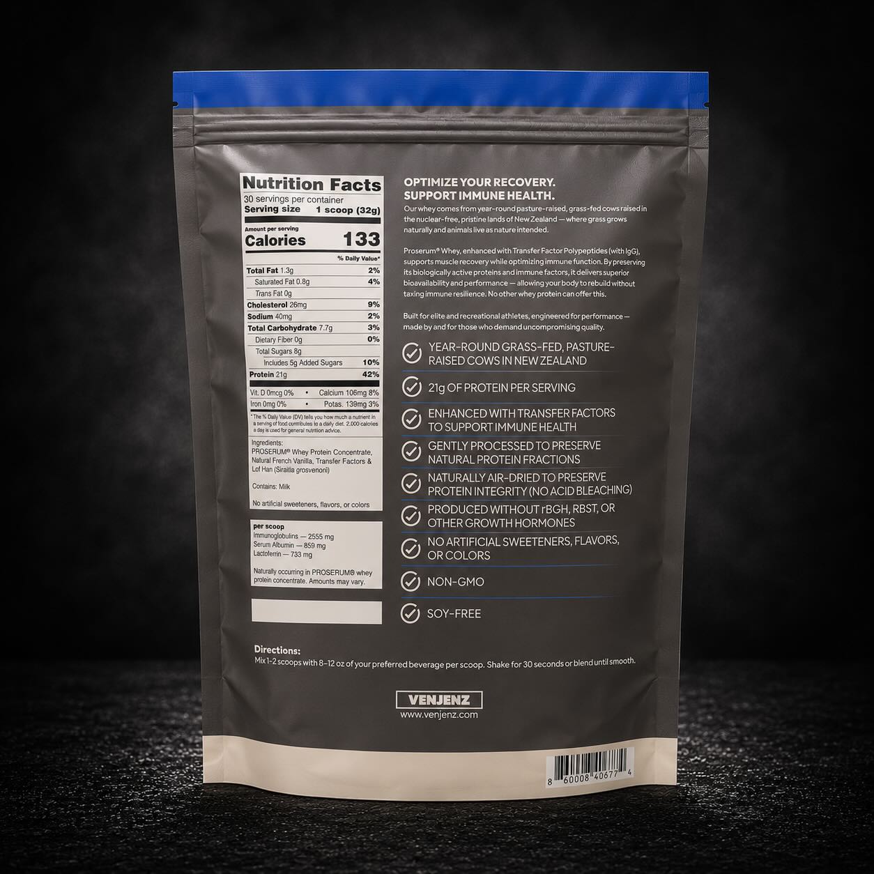 Whey Protein + Transfer Factor Polypeptides (IgG)