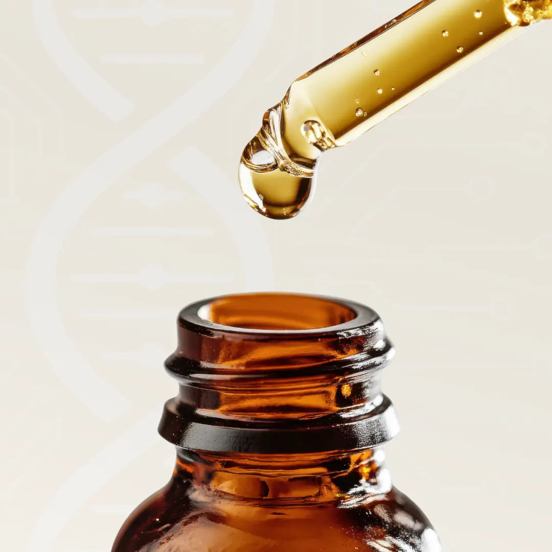 Transfer factor liquid supplement in amber dropper bottle for immune support